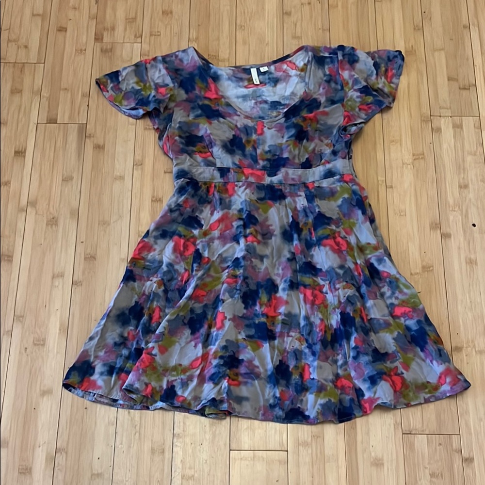 Frenchi Blue and Red Casual Flutter Sleeve Sundress